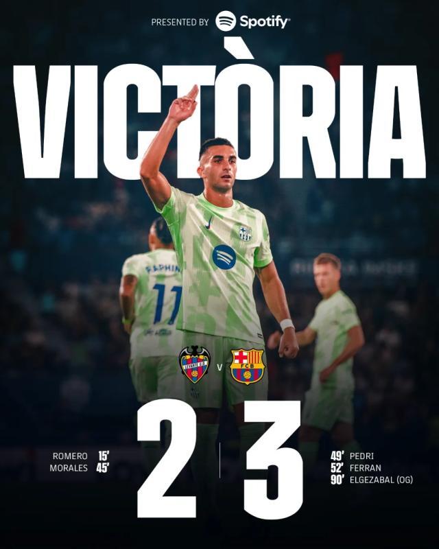 开云体育官网-【西甲】佩德里世界波！巴萨让二追三绝杀莱万特