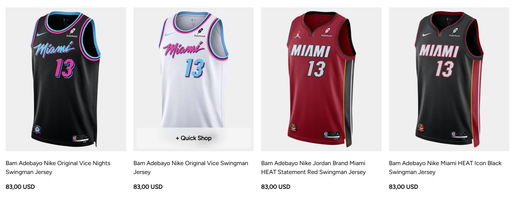 庆祝阿德巴约83分，热火官方商店上架83美元球衣和13美元门票